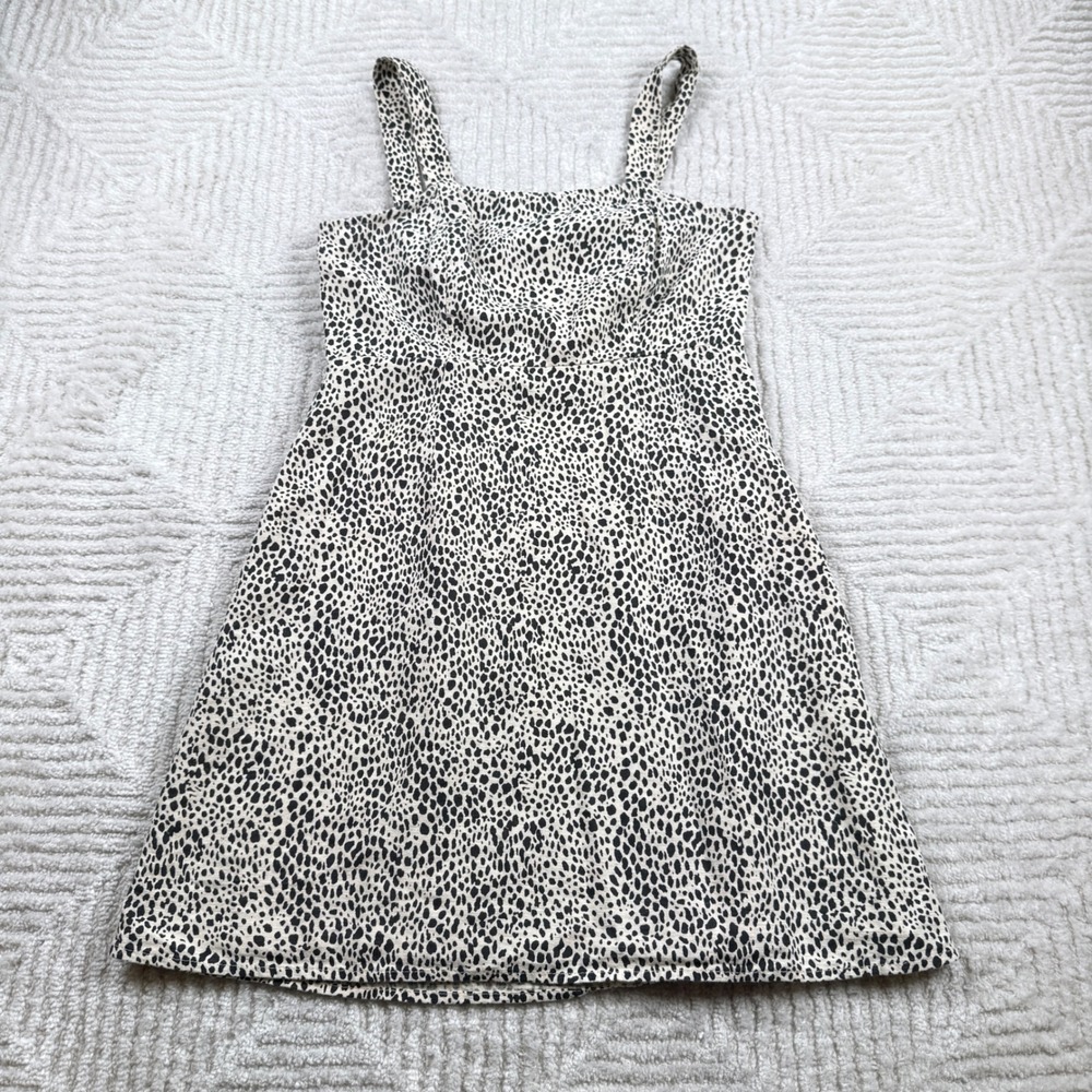 American Eagle XS Womens Mini Dress Cheetah Animal Linen Summer Resort Beach Y2K